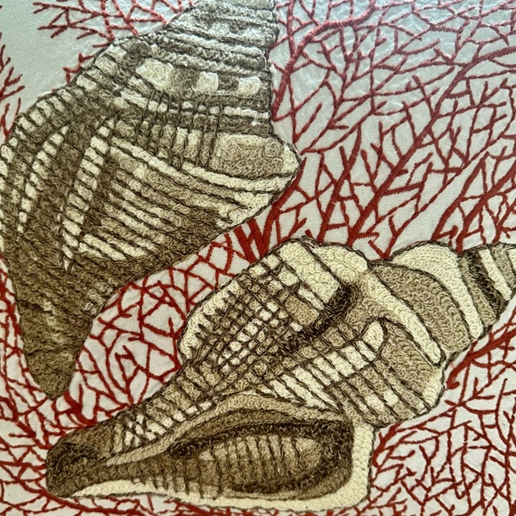 Pottery Barn Seashell and Coral Embroidered Pillow Cover - Picture 2 of 5